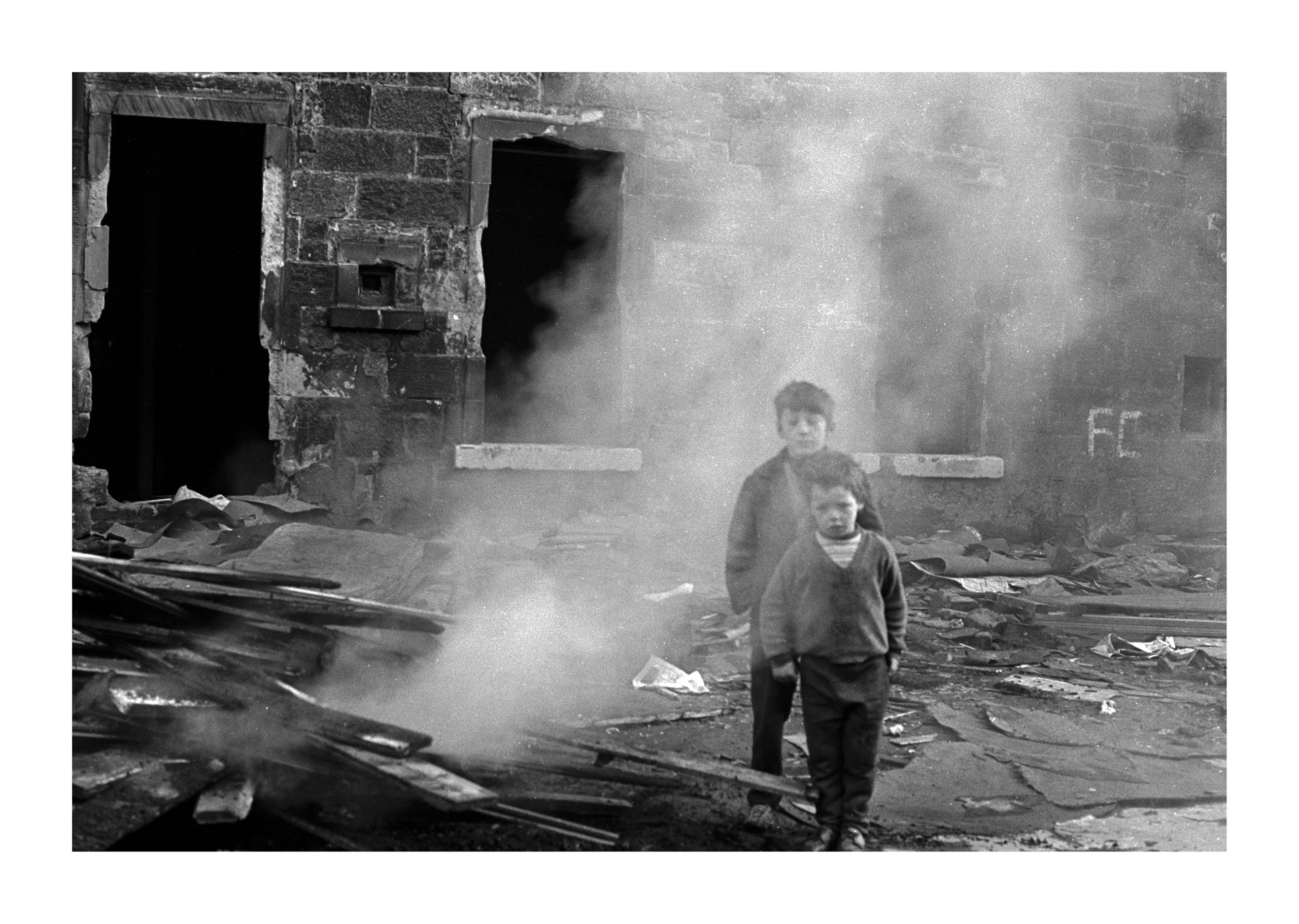 Image of  Untitled, from 'Glasgow 1974' (Two Young Boys in Smoke) by Hugh Hood