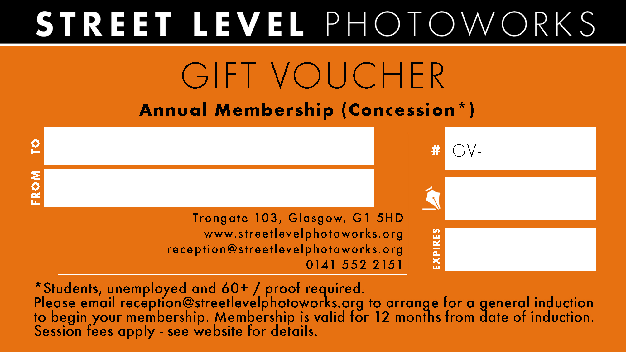 Image of Annual Membership (Concession) Gift Voucher by Street Level Photoworks